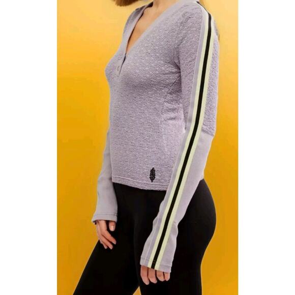 FP Movement Free People Recovery Layer Henley Style Long Sleeve Top XS A111 - Picture 2 of 6
